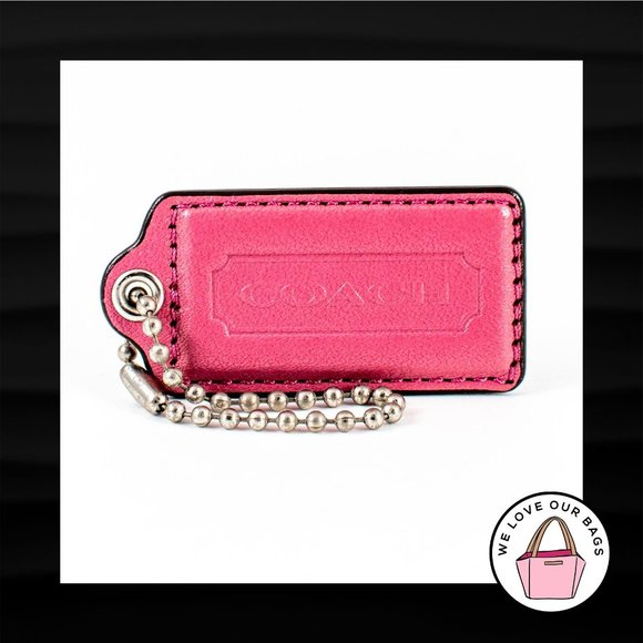 Coach Accessories - 2.5" Large COACH PINK LEATHER KEY FOB BAG CHARM KEYCHAIN HANGTAG TAG